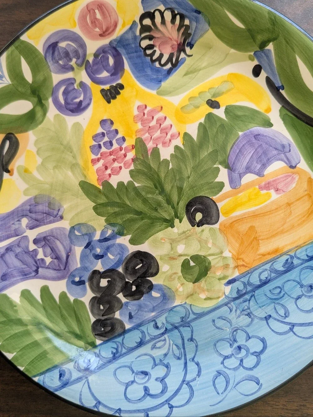 Favanol Martinique Hand Painted Dinner Plates, Set Of 7
